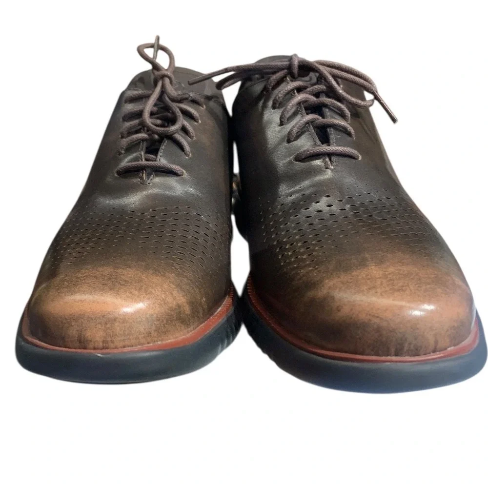 Cole Haan GrandPro Perforated Leather Derby Shoes Men's‎ Size 12M Brown Lace Up